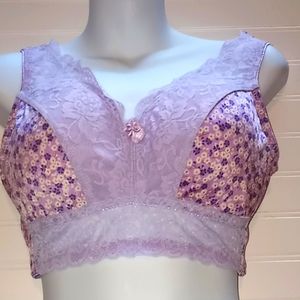 Rhonda Shear Purple Floral Pin Up Lace Bra